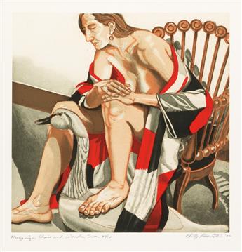 PHILIP PEARLSTEIN Hunzinger Chair and Wooden Swan.